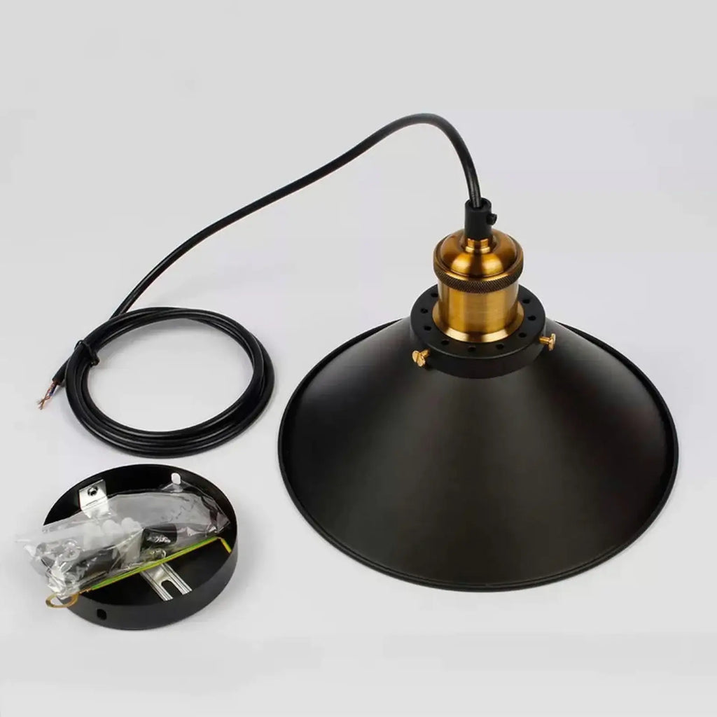 Astra Brass Cone Pendant Light In Vintage Industrial Style