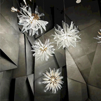 נברשת זכוכית חמניות סולארה עם מסגרת נחושת ו-LED