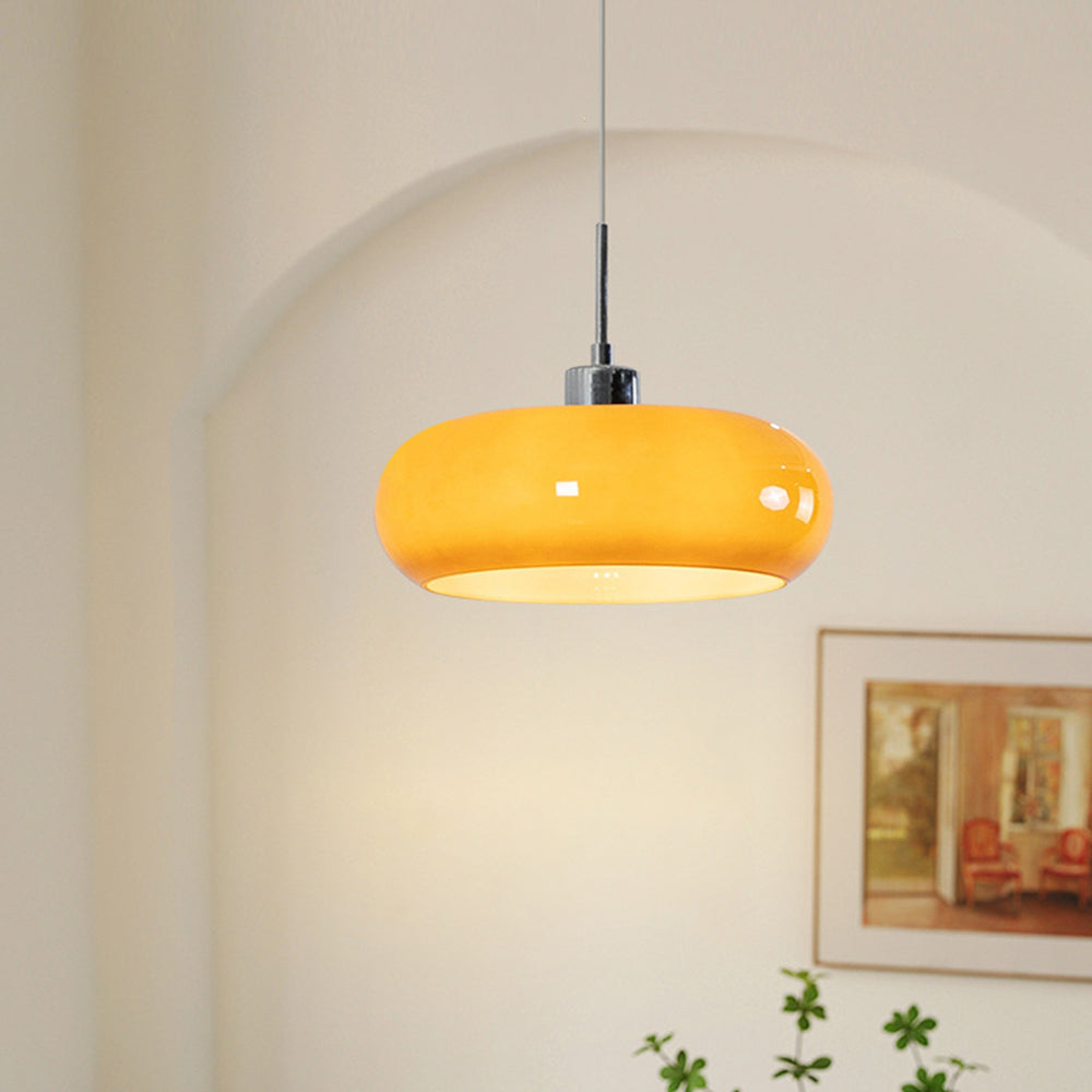 Astra Bread-shape Glass Pendant Light In Orange And White
