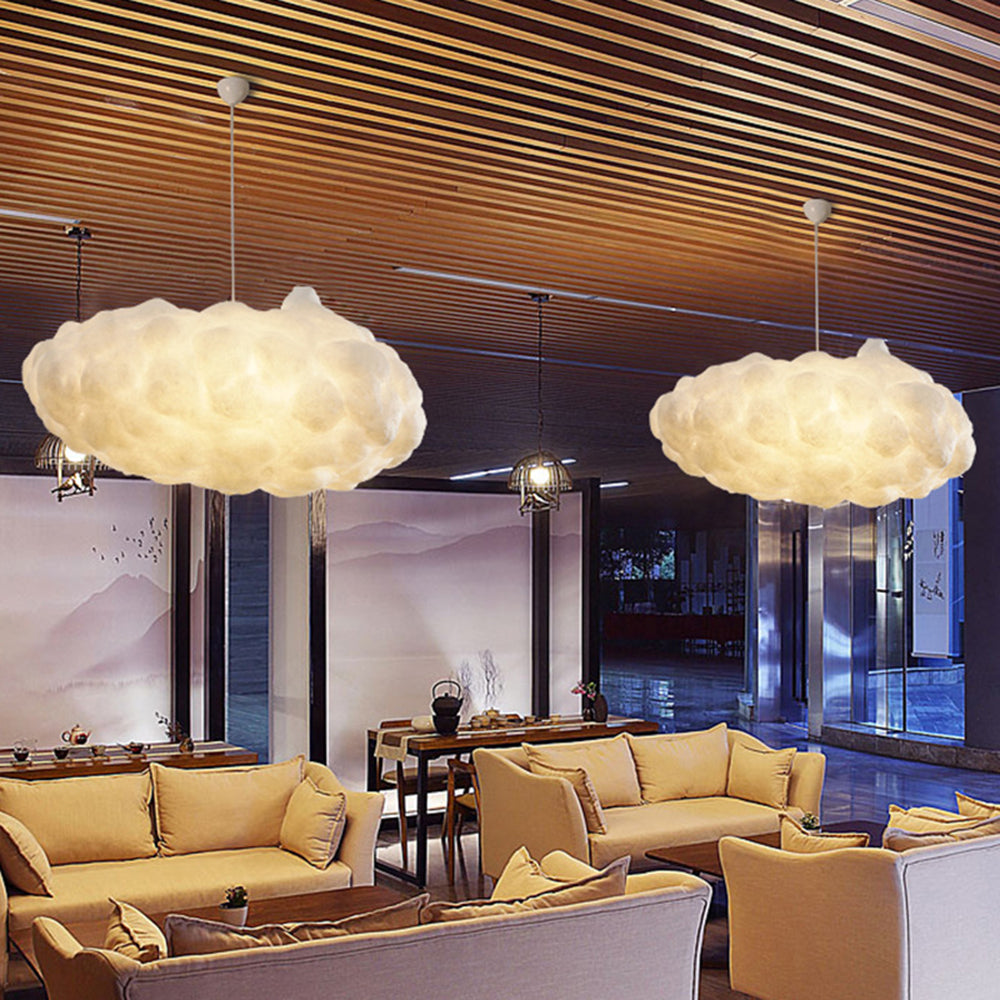 CirrusGlow Cloud LED Pendant Light In White PVC Cotton