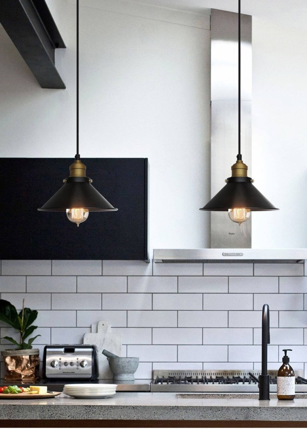 Astra Brass Cone Pendant Light In Vintage Industrial Style