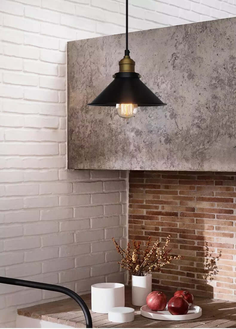 Astra Brass Cone Pendant Light In Vintage Industrial Style