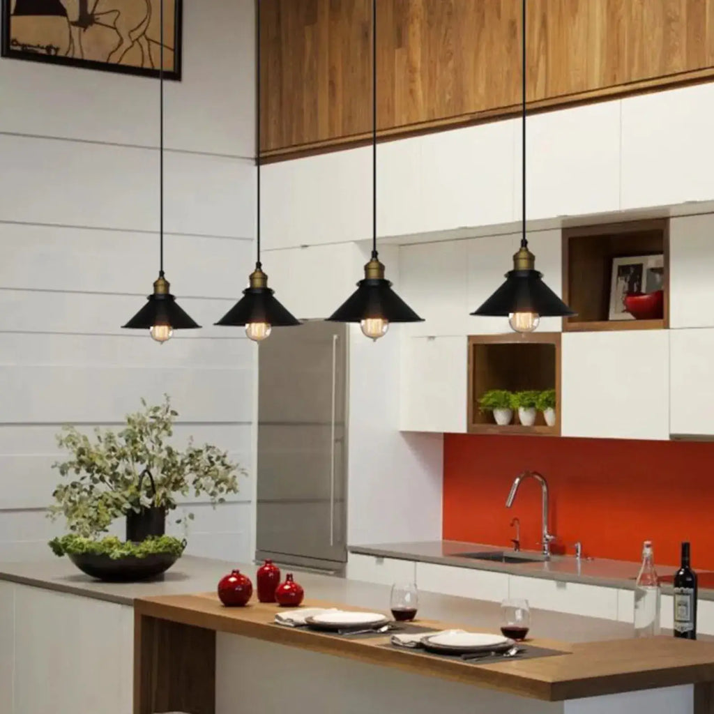 Astra Brass Cone Pendant Light In Vintage Industrial Style