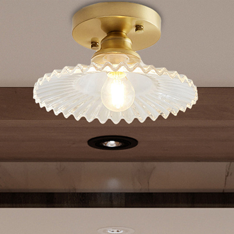 Lampada da soffitto semi-incassata EmeraldRidge con paralume rigato