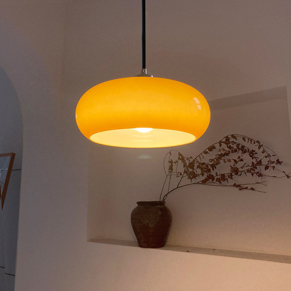 Astra Bread-shape Glass Pendant Light In Orange And White