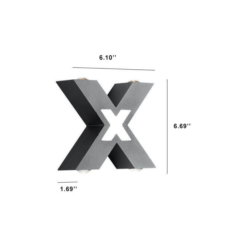 מנורת קיר LED עמידה למים בצורת X מודרנית עם 4 נורות לחוץ