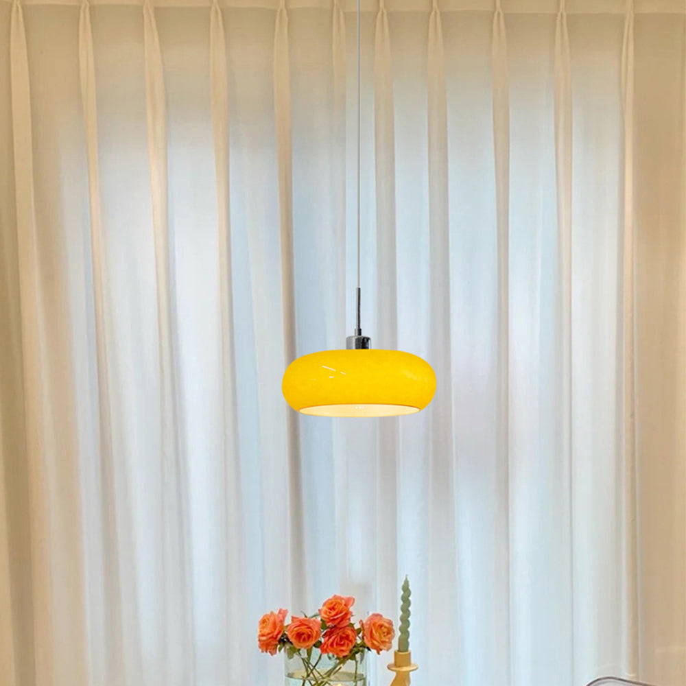 Astra Bread-shape Glass Pendant Light In Orange And White