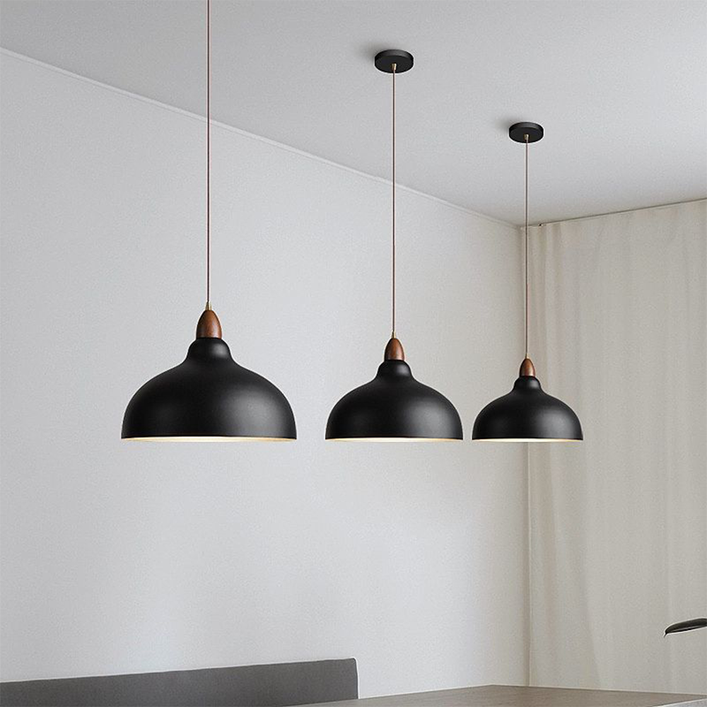 Liora Nordic Wood And White Painted Metal Pendant Light