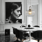 Lampadario in vetro nordico AstraLume con striscia scanalata luminosa