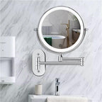 Chrome Silver LED Magnifying Vanity Mirror, Rechargeable