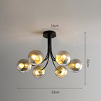 Lámpara colgante de vidrio ámbar MoleculeGlow con brillo suave