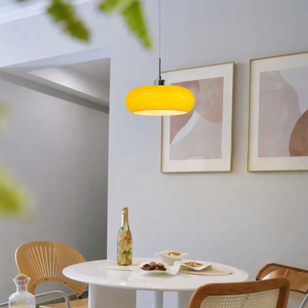 Astra Bread-shape Glass Pendant Light In Orange And White