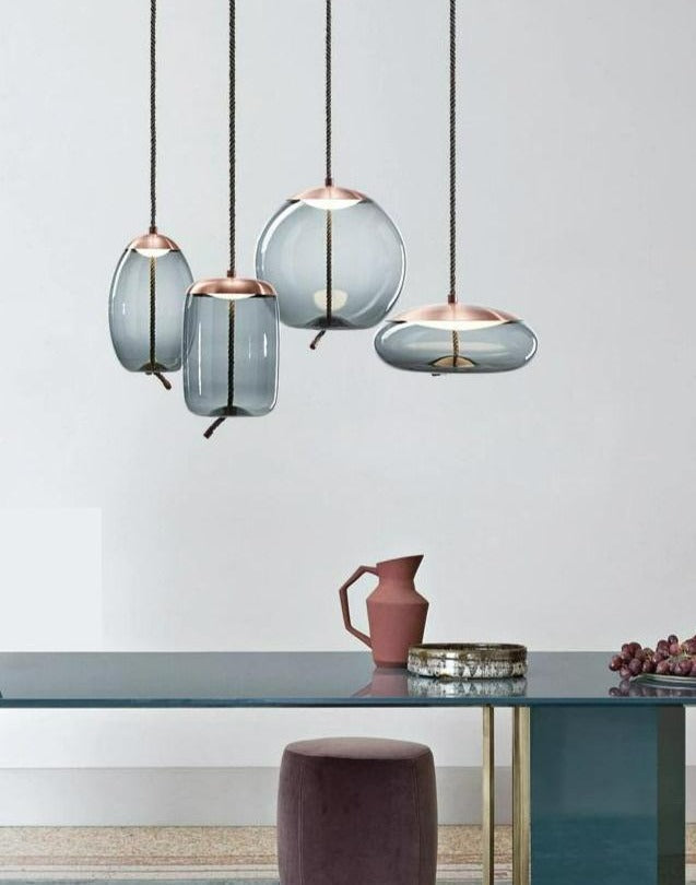 Scandinavian Rope And Glass Pendant Lights