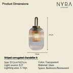 Lampadario in vetro nordico AstraLume con striscia scanalata luminosa