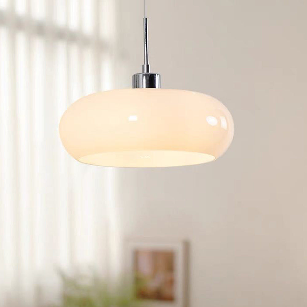 Astra Bread-shape Glass Pendant Light In Orange And White