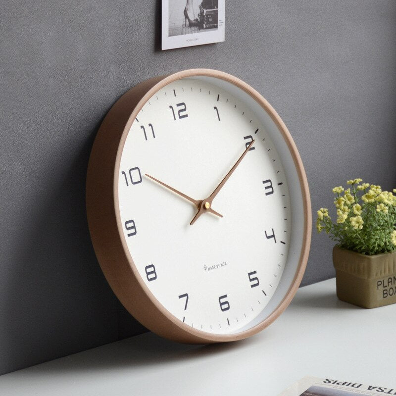 Reloj de Pared de Madera Maciza Nórdico Aurelia Diseño Minimalista