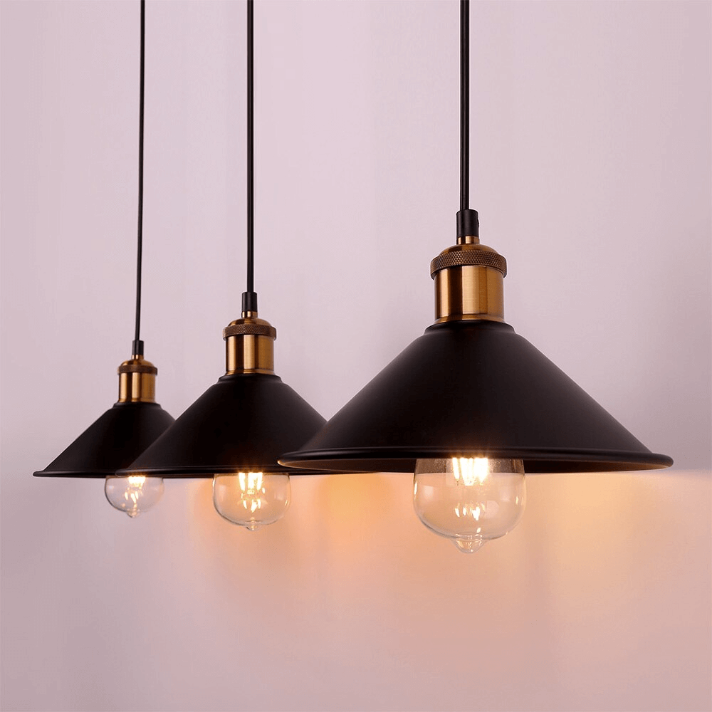 Astra Brass Cone Pendant Light In Vintage Industrial Style