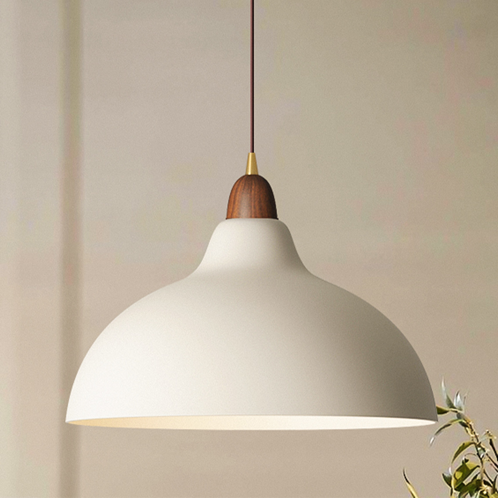 Liora Nordic Wood And White Painted Metal Pendant Light