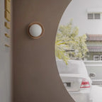 Asteri White Wood Wall Light With Glass Accent Sconce