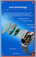 שעון בריאות חכם MiraSense V09 ניטור חד-מגע של רמת סוכר בדם, אק"ג, לחץ דם ו-HRV