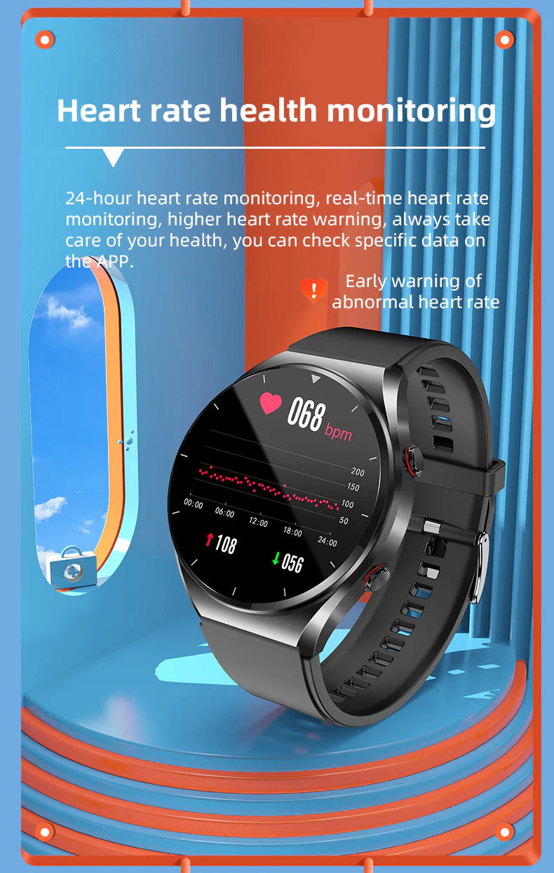 שעון בריאות חכם MiraSense V09 ניטור חד-מגע של רמת סוכר בדם, אק"ג, לחץ דם ו-HRV