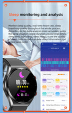 שעון בריאות חכם MiraSense V09 ניטור חד-מגע של רמת סוכר בדם, אק"ג, לחץ דם ו-HRV