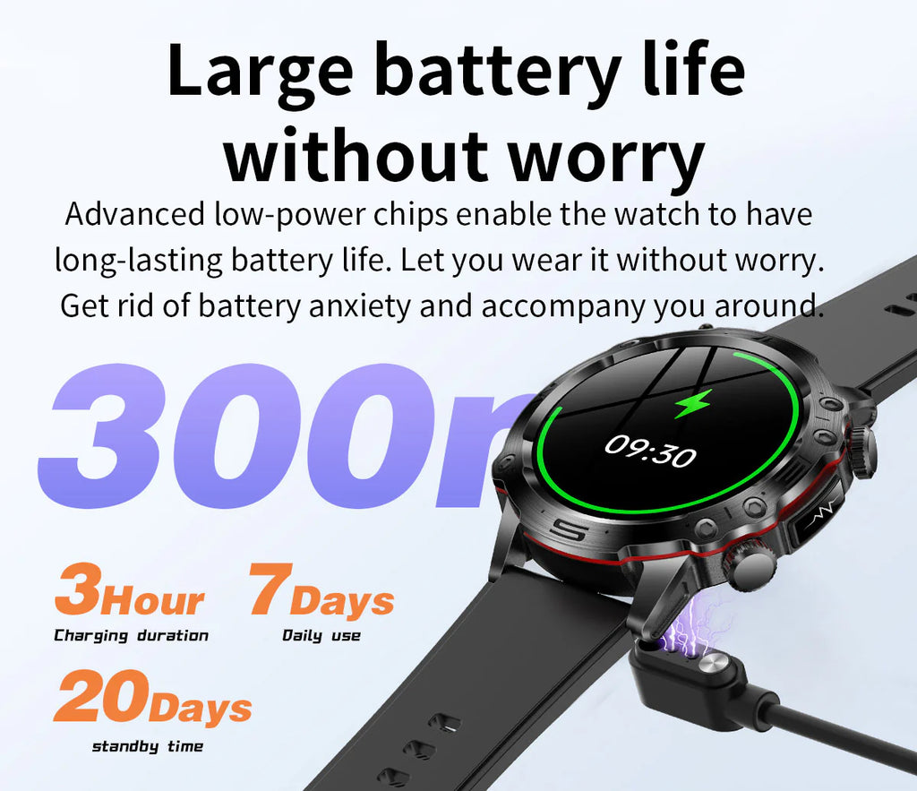 שעון חכם לבריאות Vireson LX עם מסך מגע AMOLED בגודל 1.43 אינץ', מד דופק, לחץ דם, סוכר בדם, BMI, שיחות בבלוטות'