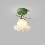 French Tiffany Mini Flower Ceiling Light - Vintage Design Glass and Iron Lamp