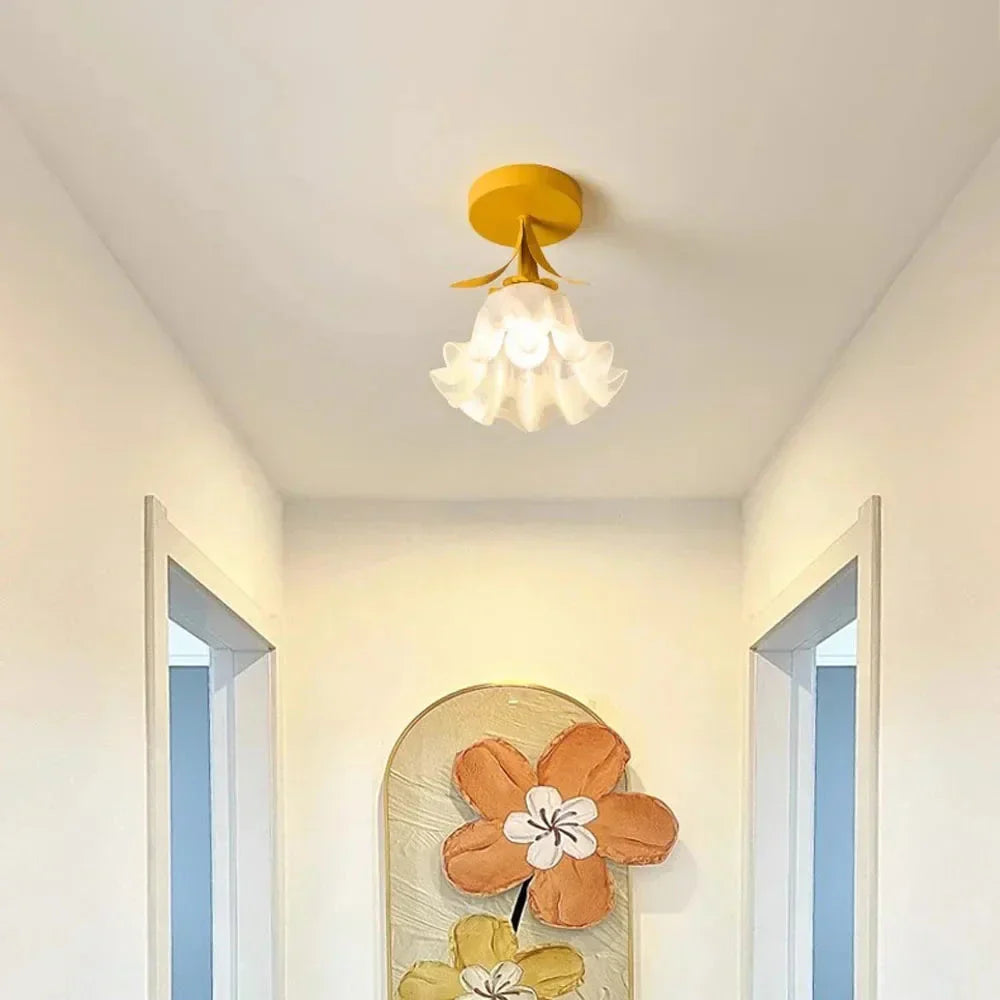 Lampada da soffitto Mini Fiore Tiffany Francese - Design Vintage in Vetro e Ferro