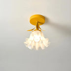 French Tiffany Mini Flower Ceiling Light - Vintage Design Glass and Iron Lamp