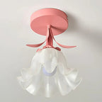 French Tiffany Mini Flower Ceiling Light - Vintage Design Glass and Iron Lamp
