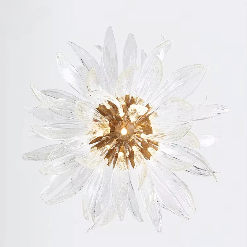 נברשת זכוכית חמניות סולארה עם מסגרת נחושת ו-LED