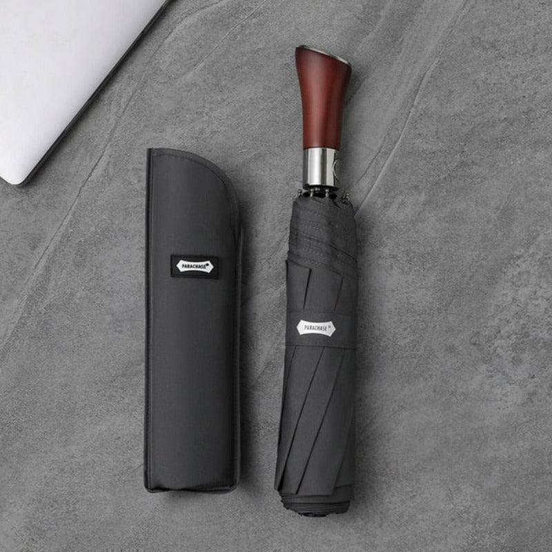 AureaNova | Paraguas Automático Con Elegante Mango De Madera