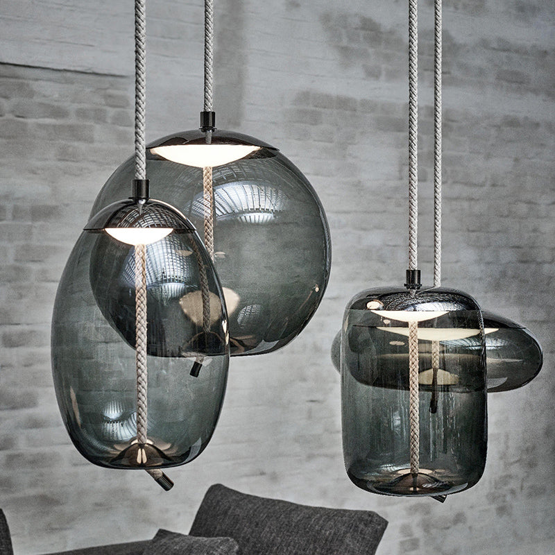 Scandinavian Rope And Glass Pendant Lights