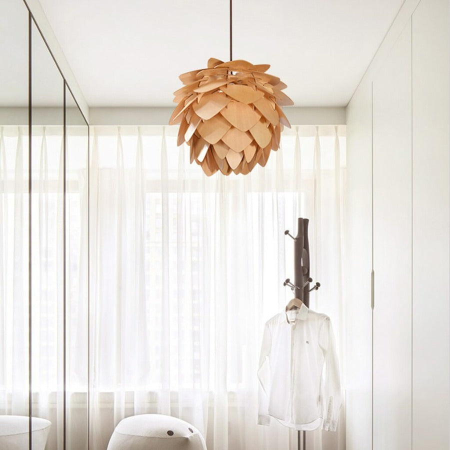 Handcrafted Wooden Pinecone Pendant Light