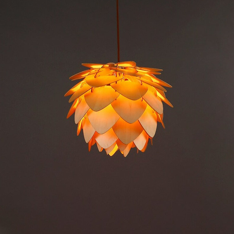 Handcrafted Wooden Pinecone Pendant Light