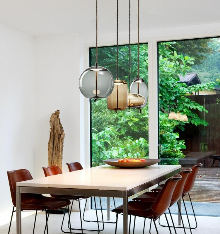 Scandinavian Rope And Glass Pendant Lights