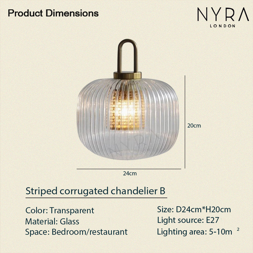 Lampadario in vetro nordico AstraLume con striscia scanalata luminosa