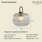 Lampadario in vetro nordico AstraLume con striscia scanalata luminosa