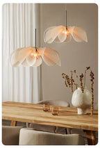 Japandi Flower Lamp - Elegant Fabric Pendant Light with E27 LED Bulb