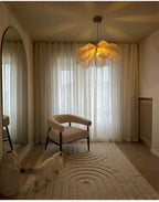 Japandi Flower Lamp - Elegant Fabric Pendant Light with E27 LED Bulb