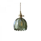Lampada a sospensione in vetro retro giapponese - Design floreale elegante con attacco E27