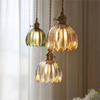 Lampada a sospensione in vetro retro giapponese - Design floreale elegante con attacco E27