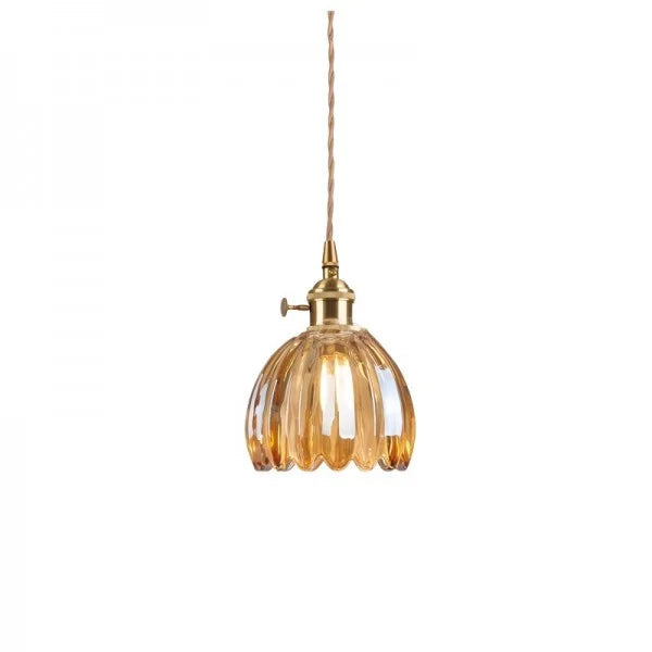 Lampada a sospensione in vetro retro giapponese - Design floreale elegante con attacco E27