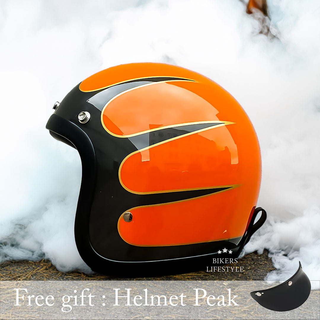 קסדת אופנוע וינטג' פרופיל נמוך Riverton לגברים, קליפת פיברגלס, מאושרת DOT ו-ECE, קלאסית