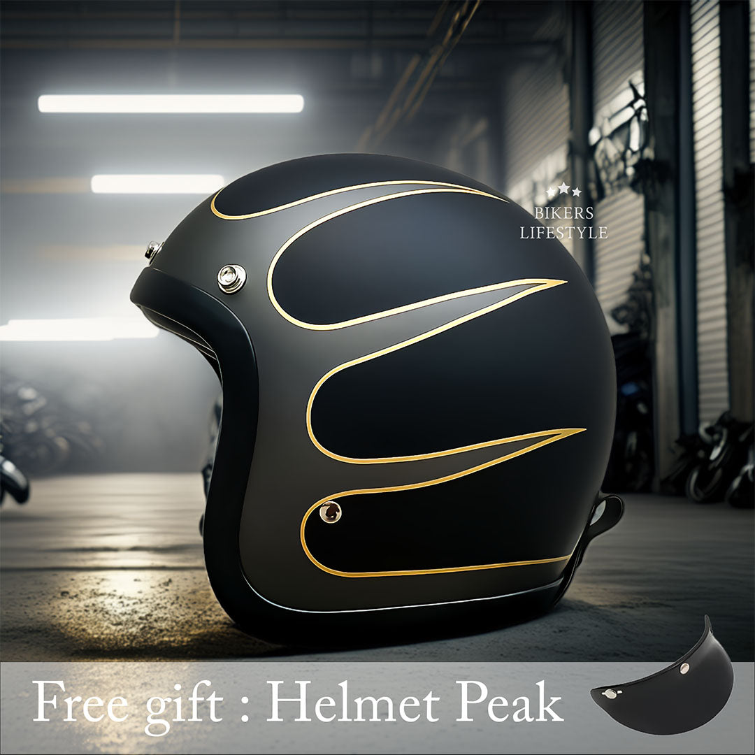 קסדת אופנוע וינטג' פרופיל נמוך Riverton לגברים, קליפת פיברגלס, מאושרת DOT ו-ECE, קלאסית