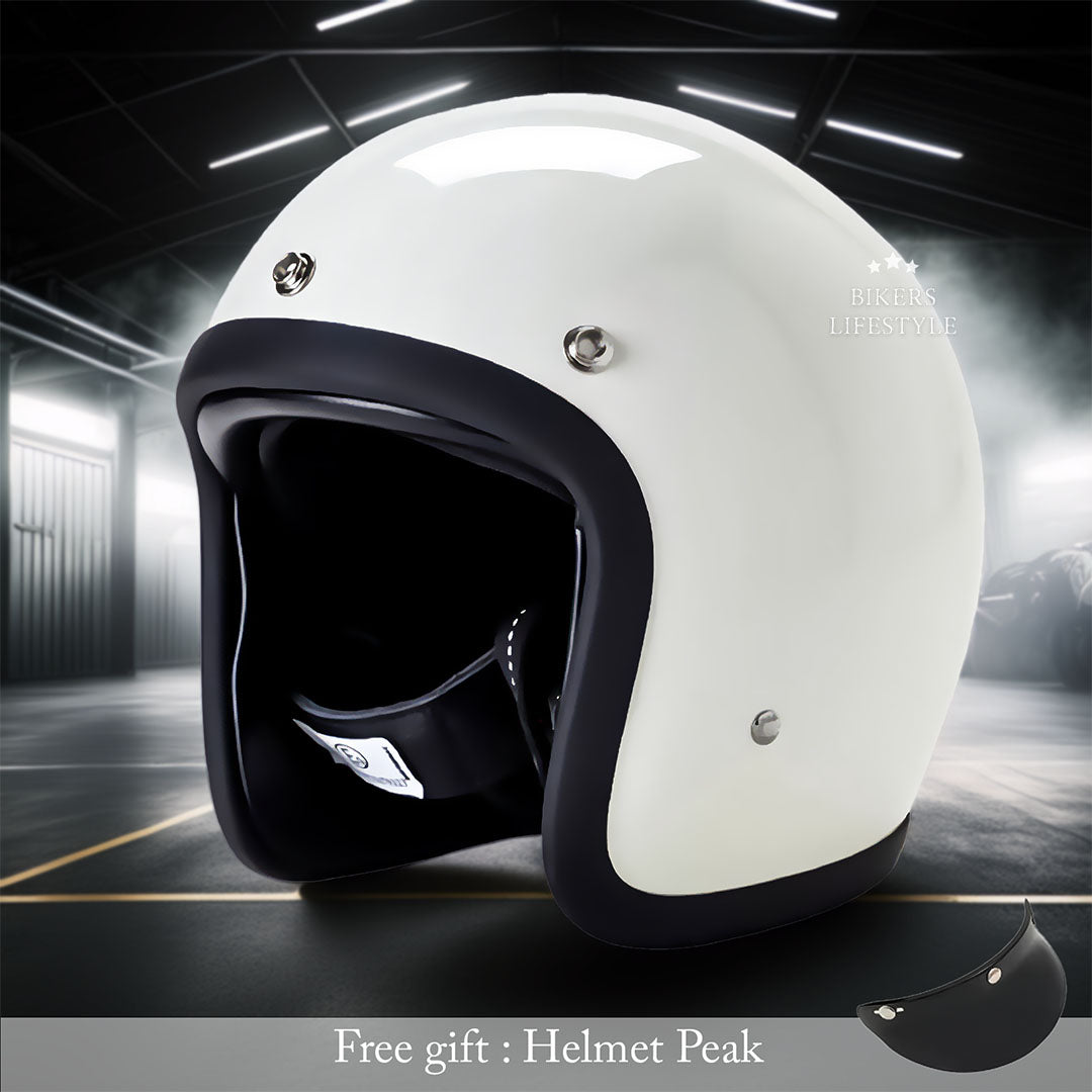 קסדת אופנוע וינטג' פרופיל נמוך Riverton לגברים, קליפת פיברגלס, מאושרת DOT ו-ECE, קלאסית