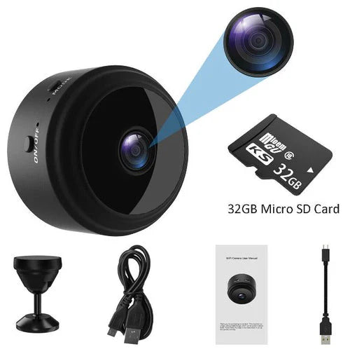 מצלמת אבטחה קומפקטית MinoraCam 1080P WiFi עם ראיית לילה ומעקב ביתי דיסקרטי