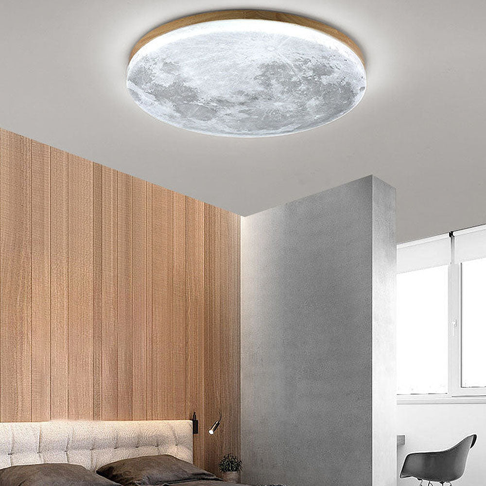 Lampada da soffitto LED Minimalista a forma di Luna – Design moderno in legno e acrilico