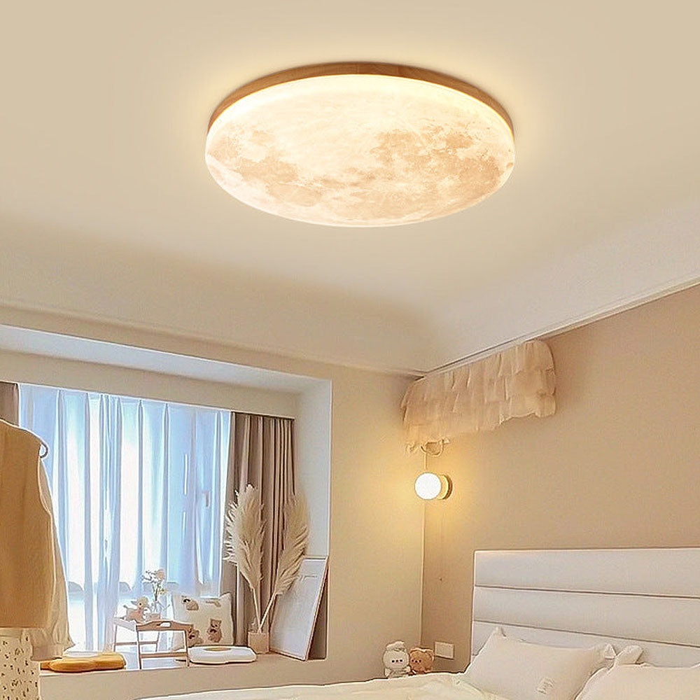 Lampada da soffitto LED Minimalista a forma di Luna – Design moderno in legno e acrilico